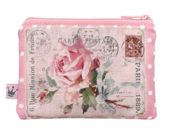 Mini Zipper Pouch «French Rose», Coin Purse