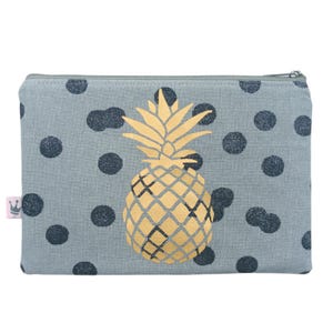 Kosmetiktasche, Kosmetiktäschchen, Reissverschlusstasche, Ananas, Neonpink, Cotton+Steel, Federmäppchen, Makeup Tasche, Schminktäschchen