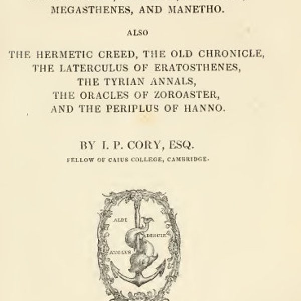 The Ancient Fragments by I.P. Cory, 1828 – PDF Format - Instant Download - Read Now, Not Later!