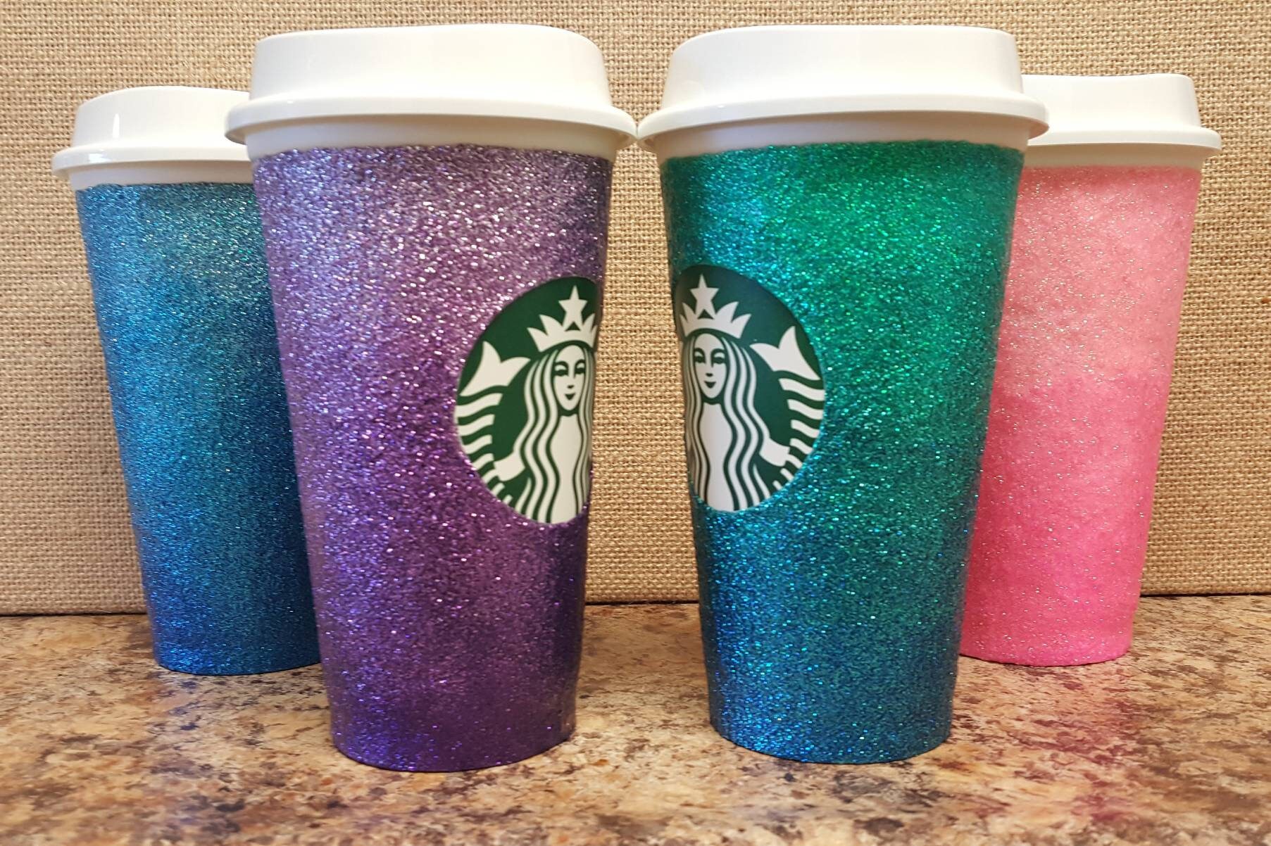 Ombre Glitter Starbucks Cup Custom Painted Etsy