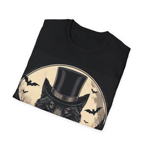 Unisex Softstyle T-shirt,Wolf Portrait,Suit,Tie,Hat,PrintedTee,Original Design,Wolf,Bats,Moonlight,Goth,Dark,Warewolf,Unisex,Bat Wings, image 3