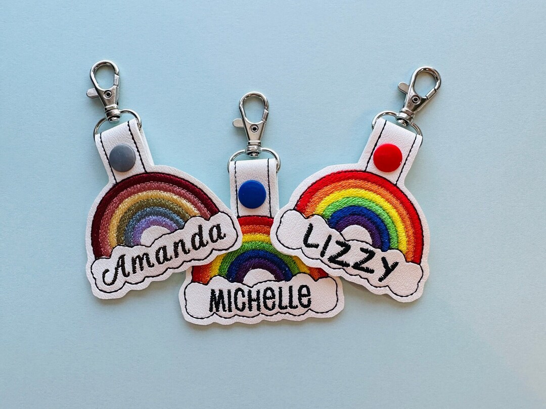 Name Keychain Rainbow Personalized Rainbow Key Fob | Name | Bag Tag | Keychain | Little Girl ...