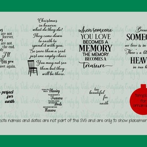 Remembrance, Memorial, Heaven ~  SVG Pack ~ Goodbyes are not Forever, Christmas in heaven, Memory, Little bit of Heaven in our home