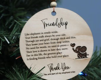 Friendship Elephant Ornament, Friend Christmas Gift, Bestie Keepsake