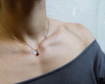 Choker necklace Rose Gold cherry blossom