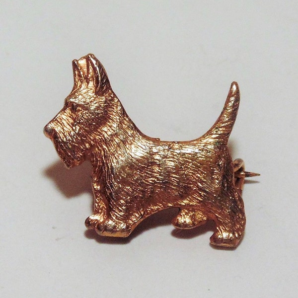 Scotty Dog Lapel Pin, Vintage Brooch, Gold Tone Metal, Tiny Puppy Pin, Collectible Dog Pin, Vintage jewelry