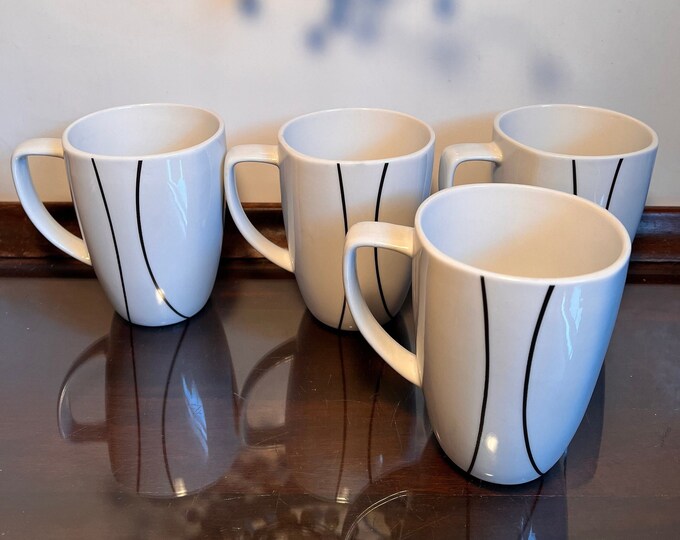 Corelle Coordinates Coffee Cups Set of 4 Mugs Simple Lines Etsy