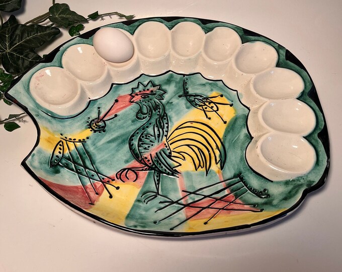 Italian Pottery Devilled Egg Plate Platter Hand Painted Etsy
