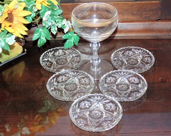 LOT Retro 1960s aka Star of David Anchor Hocking Early American PRESCUT EAPC Oblong Rectangular Serving Platter and Coaster Set of 4