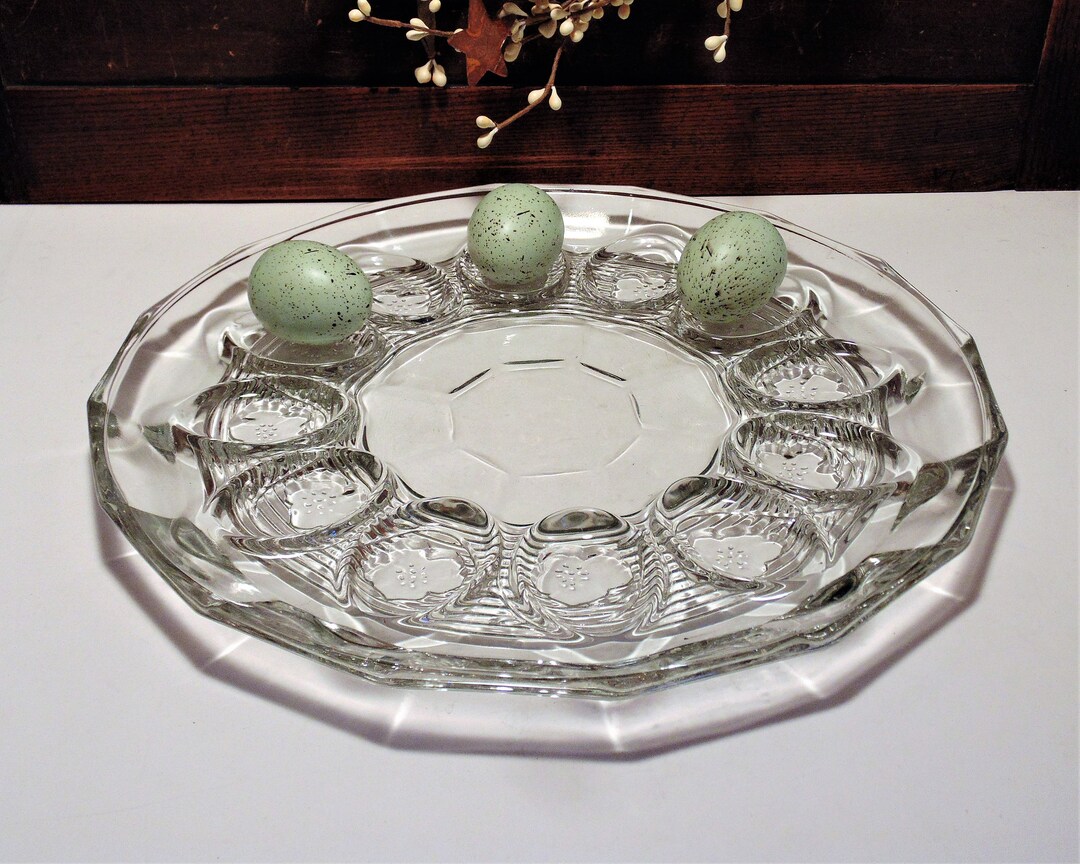 Devilled Egg Plate Platter, Vintage Anchor Hocking, Avalon Pattern