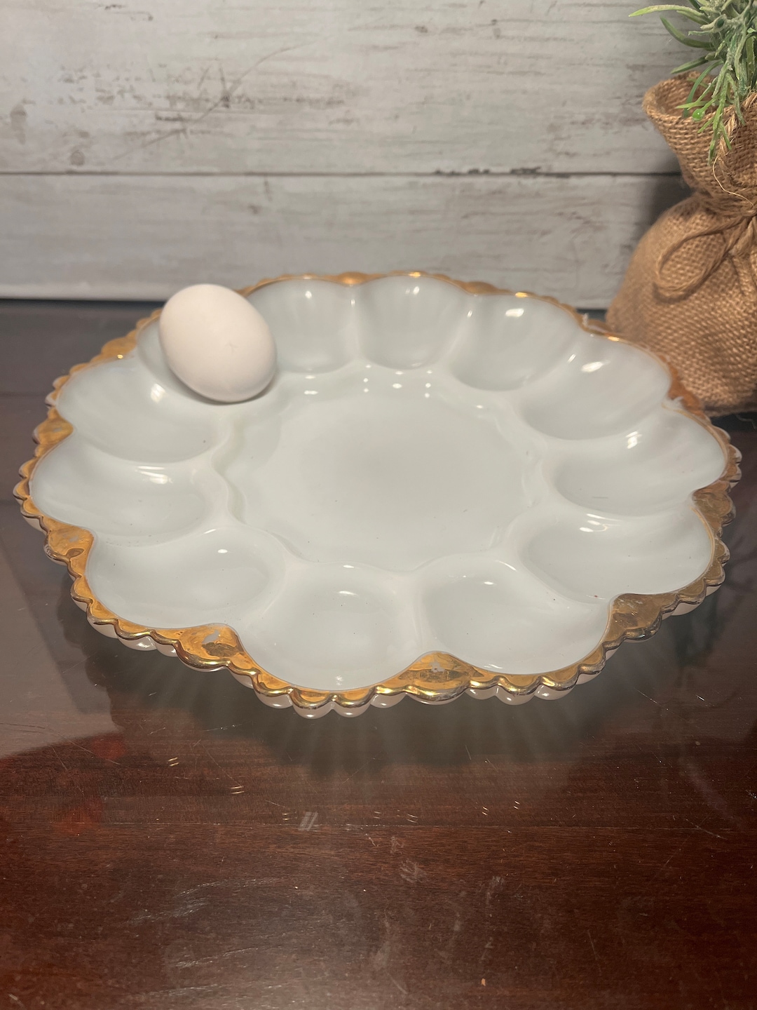 Milk Glass Devilled Egg Plate, Oyster Platter, Fire King Anchor Hocking