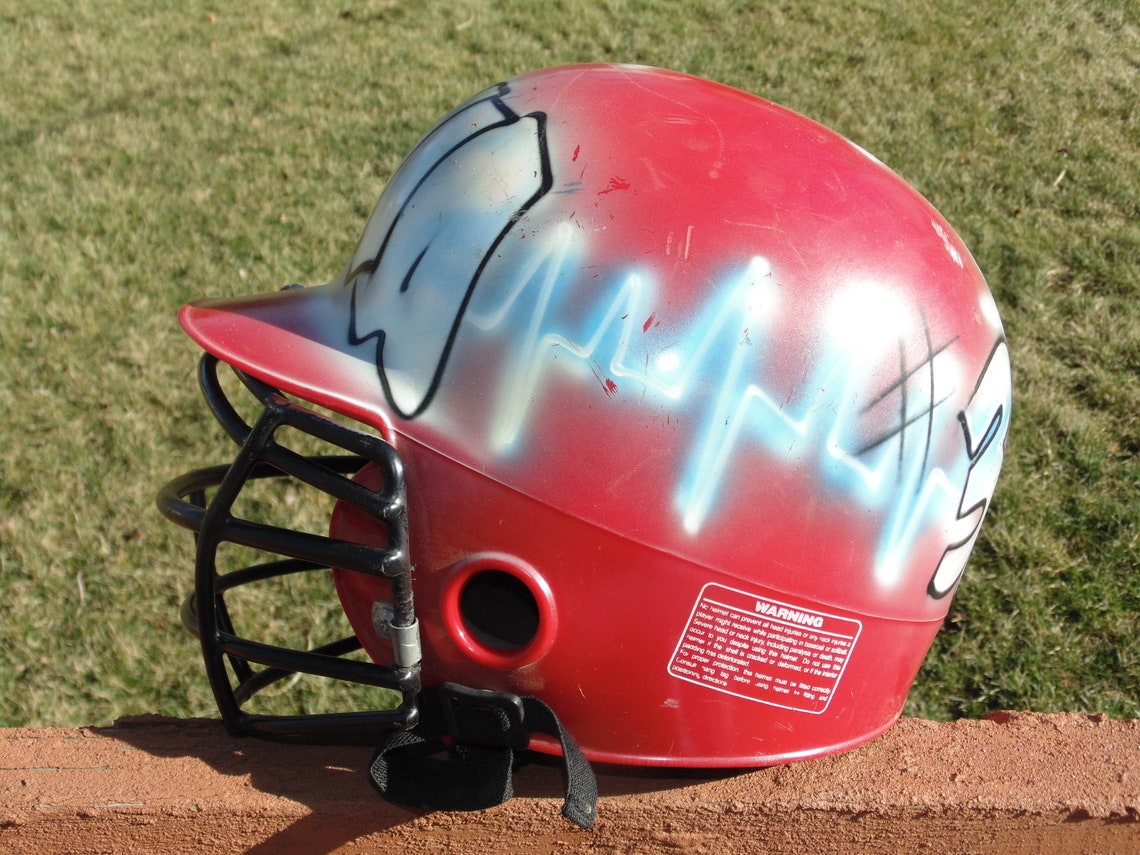 Nike Batting Helmet Red Softball Head Gear with Face Guard Etsy