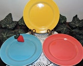 CHOICE Vintage Fiesta Harlequin Salad Plates Yellow Turquoise Rose Mix and Match Dinnerware Replacements Homer Laughlin