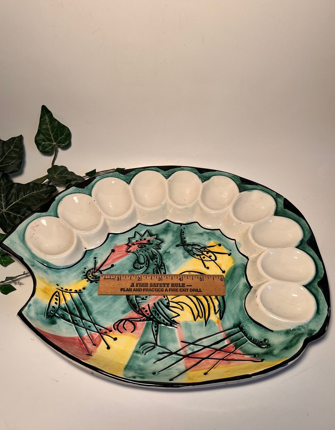 Italian Pottery Devilled Egg Plate Platter Hand Painted Etsy