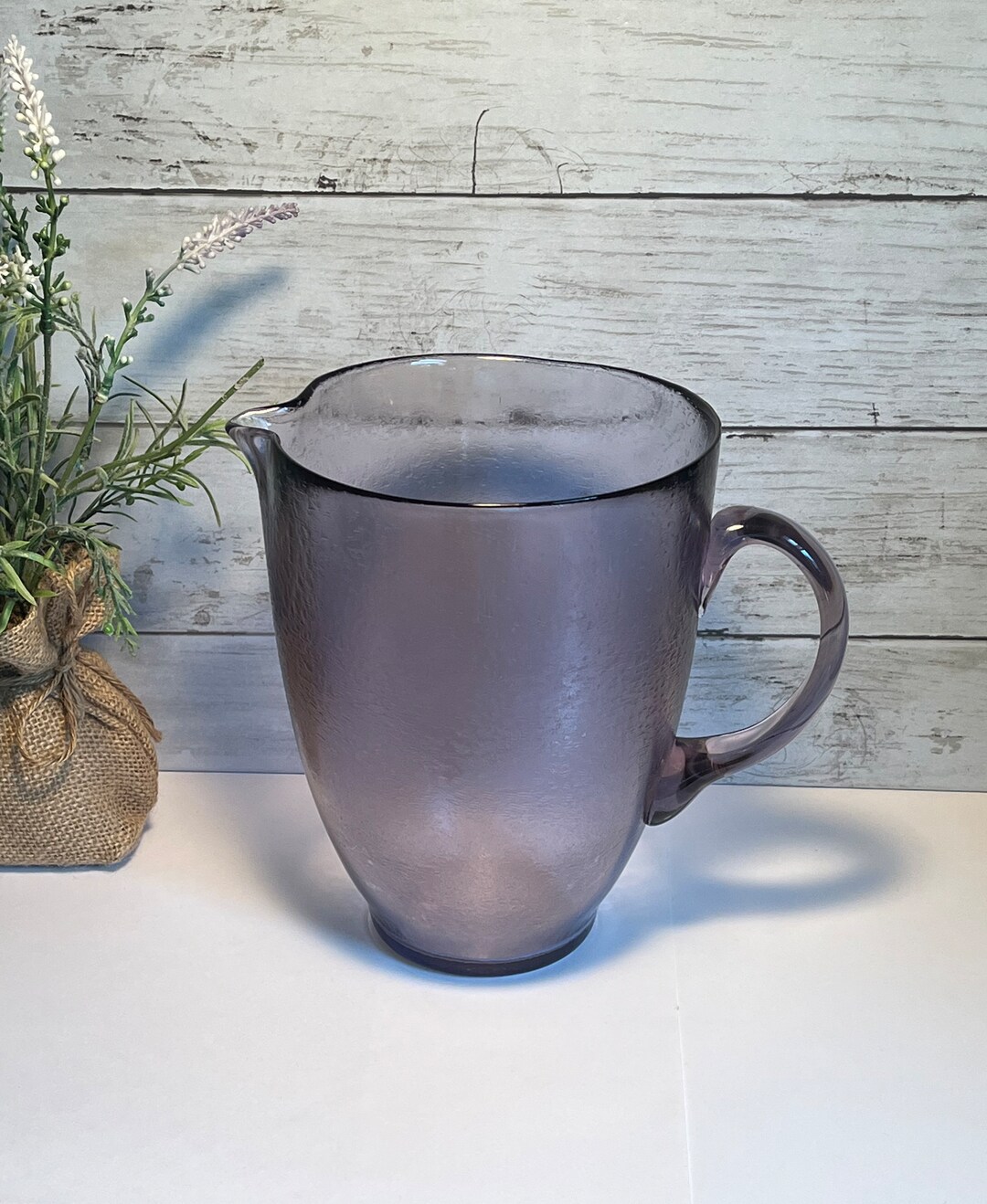 Amethyst Glass Pitcher, 64 Ounce Capacity, Vintage Glassware, Serving ...