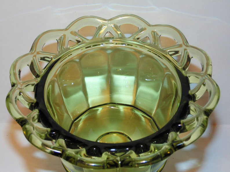 Open Lace Edge Dish by Imperial Glass Green Glass Footed Etsy