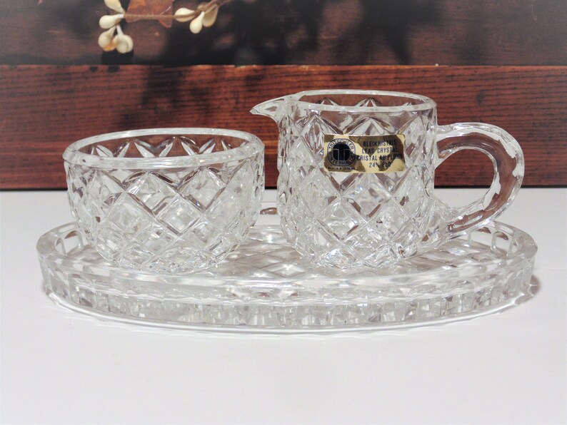 Crystal Cream And Sugar Set With Tray Miniature Set By Etsy