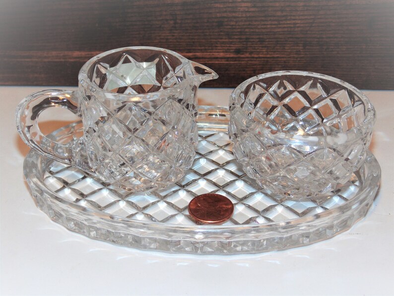 Crystal Cream And Sugar Set With Tray Miniature Set By Etsy