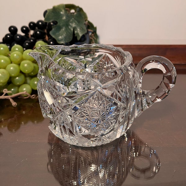 Antique ABP Creamer, American Brilliant Period Cut Crystal Glass, Vintage Collectible Glass