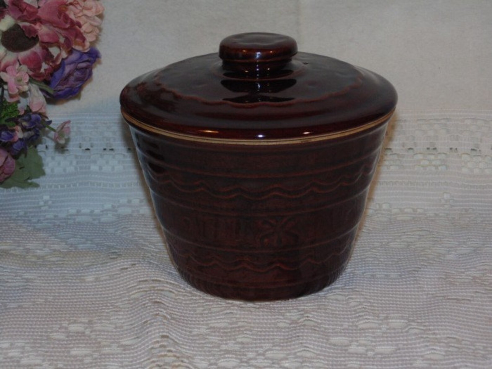 Vintage Marcrest Stoneware Grease Jar With Lid Daisy Dot Etsy