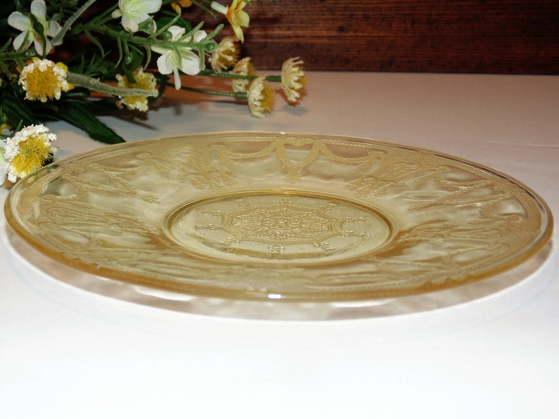 Vintage Yellow Depression Glass Plate Cameo Ballerina Dessert Etsy