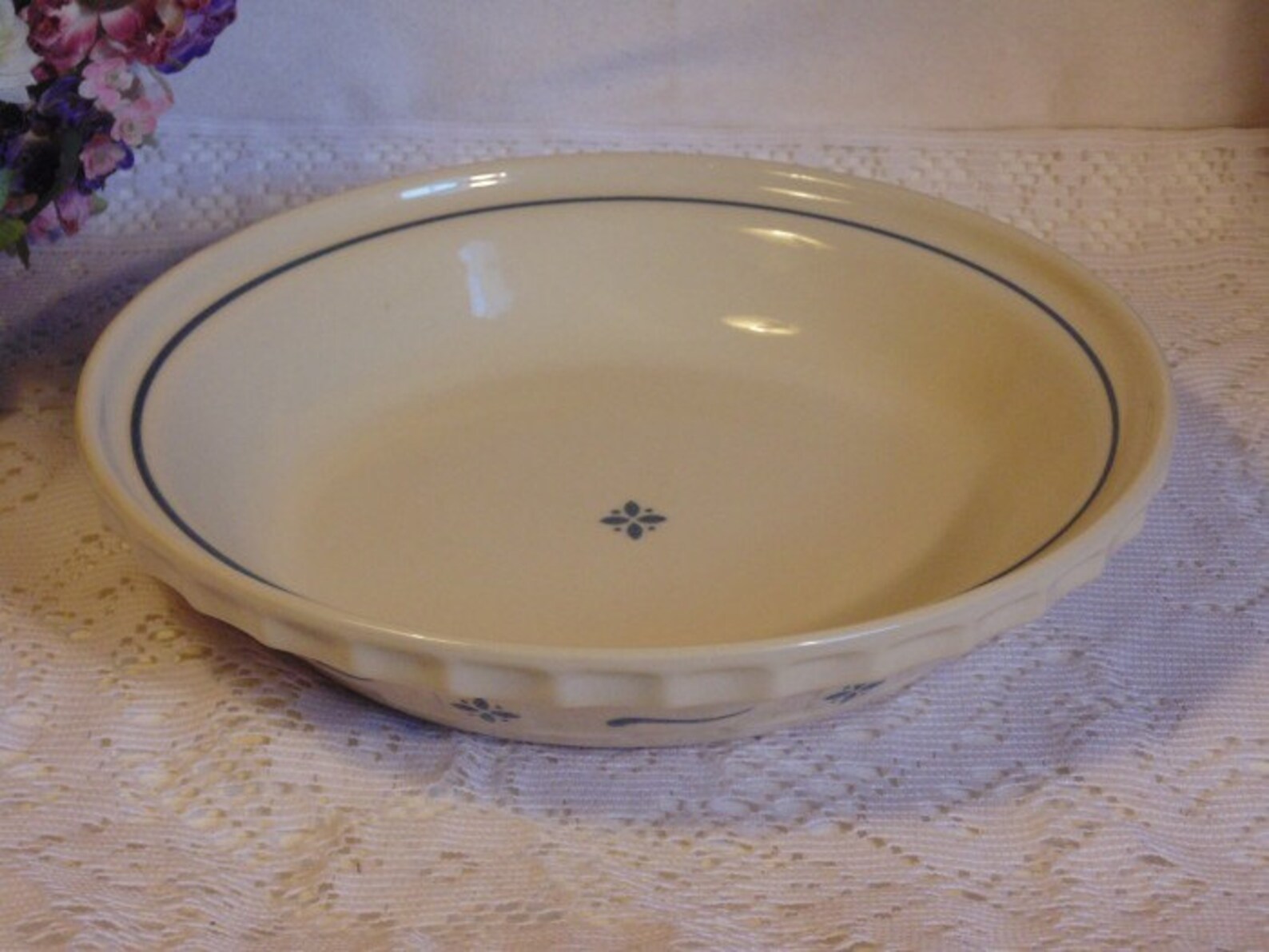 Longaberger Pottery Pie Plate Grandma Bonnie's Blue Woven Etsy