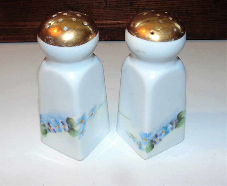 Antique Noritake Nippon Salt Pepper Shaker Set Blue and Etsy