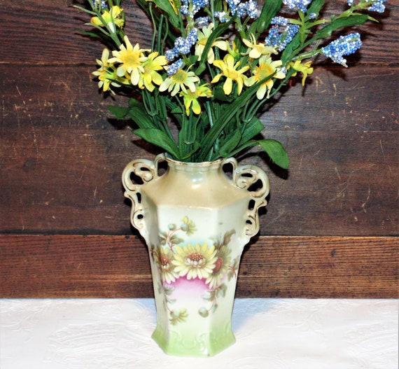 Home Décor Vases Hand Painted Flowers Home Decor Urn With Ornate