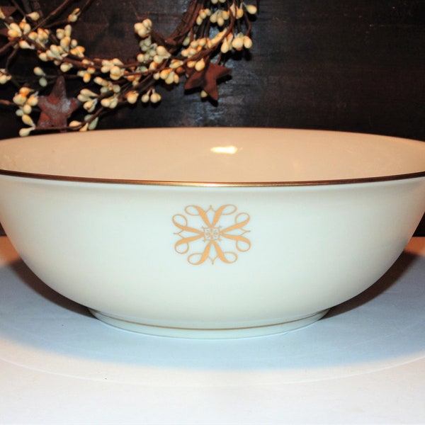 Lenox Serving Bowl, Vintage Dinnerware, Avon Collectible, 1980 President's Club, 24K Gold Rim