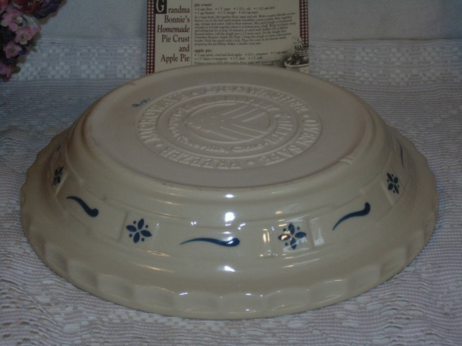 Longaberger Pottery Pie Plate Grandma Bonnie's Blue Woven Etsy