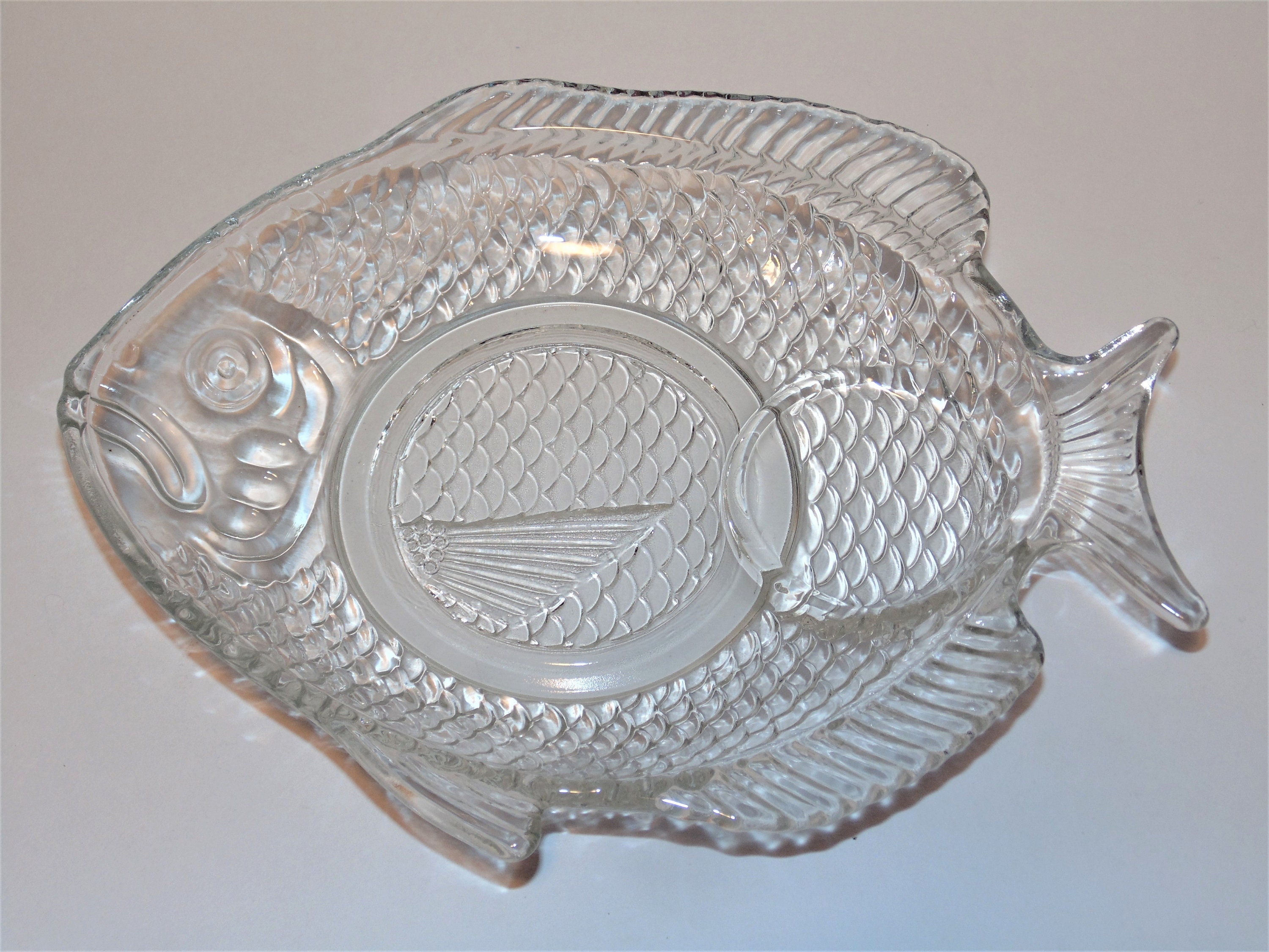 Clear Glass Fish Plates Set of 2 Vintage Kitchen Glass Etsy