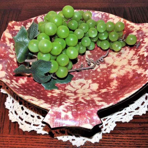 Royal Winton Grimwades Serving Bowl, Cranberry Brocade Chintz With White Roses, Vegetable Dish, Made In England, Vintage Dinnerware