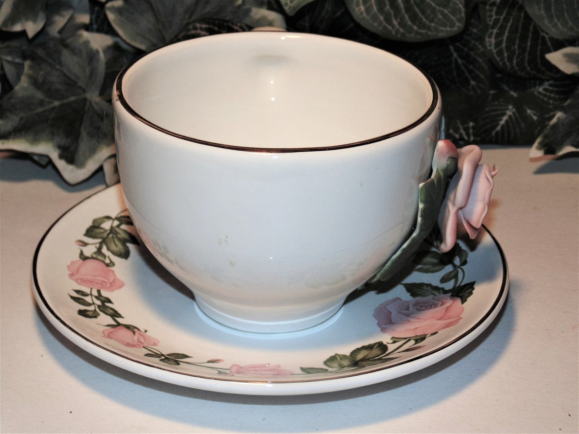 Pink Rose Tea Cup and Saucer Teleflora Collectible Home Decor Etsy