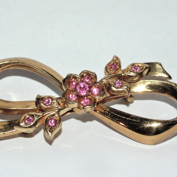 Coro Pegasus Brooch, Vintage Jewelry, Pink Rhinestones, Collectible Pin Signed