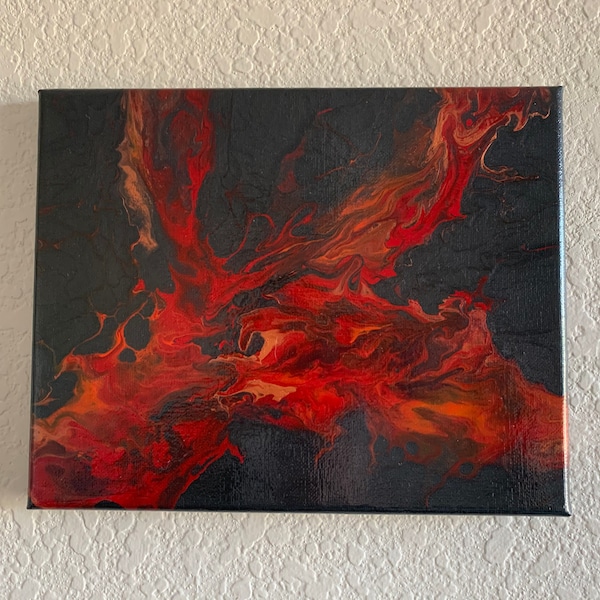 8"x10"Lava Flow series/ Original Acrylic Fluid Dutch Pour Painting, Unique Art, Abstract, Vibrant