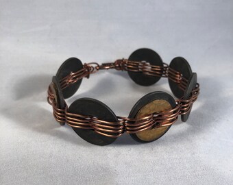 Pulsera Washer Bangle - Pulsera Bangle - Alambre Tejido - Brutalista - Industrial - Cobre - Latón - Acero - Hecho a mano -