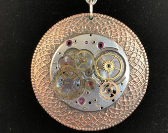 Collar de movimiento de reloj de bolsillo - Colgante - Collar colgante - Collar de piezas de reloj - Reloj de bolsillo - Avant Garde - Steampunk - Ecléctico -