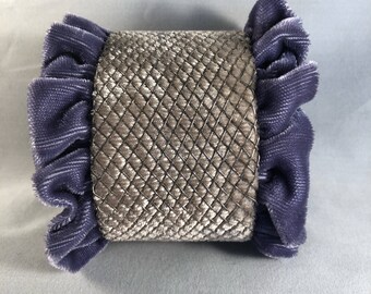 Velvet and Mesh Cuff Bracelet - Velvet Bracelet - Cuff Bracelet - Elegant - Leather-lined - Boho -