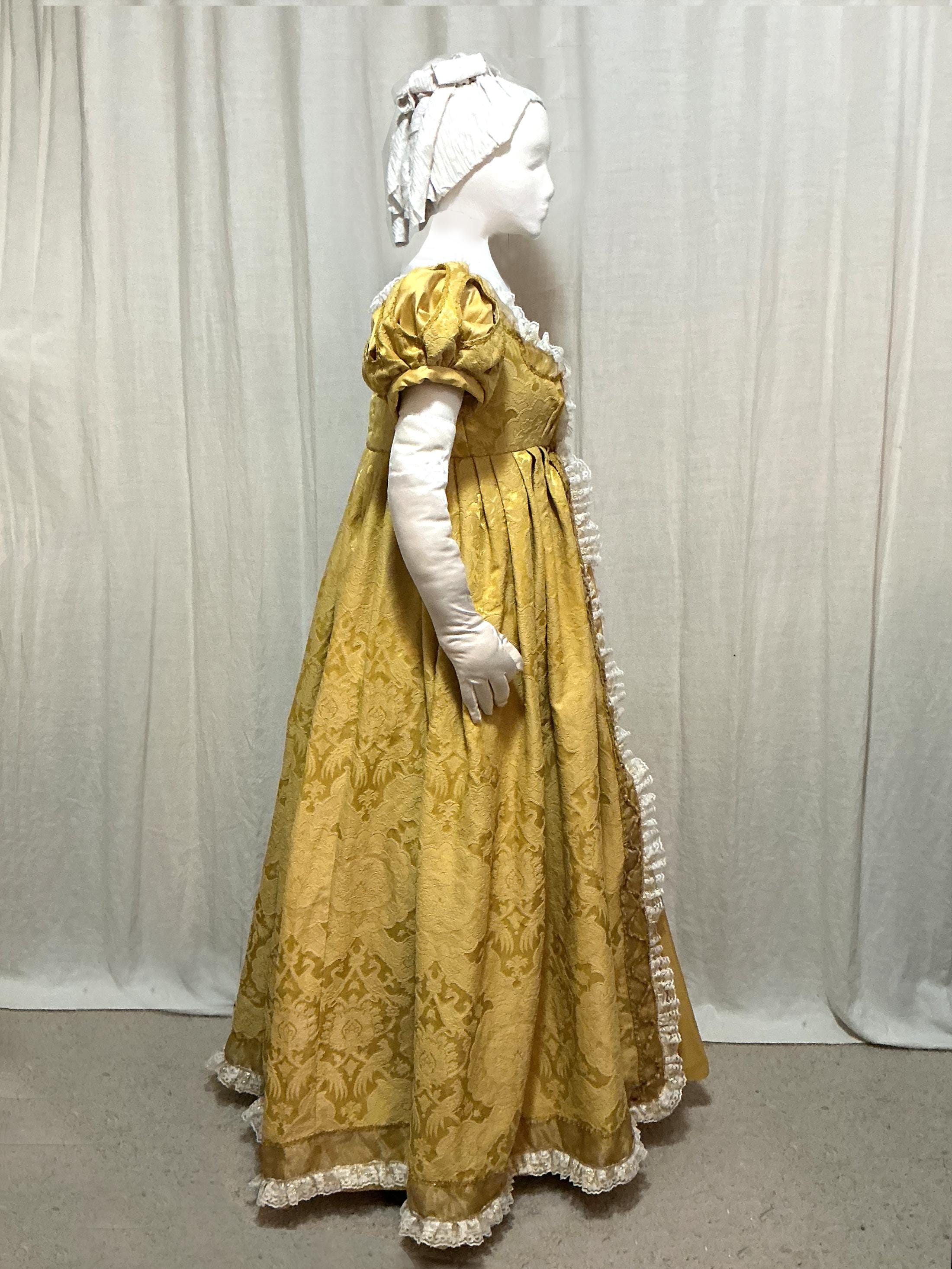 Regency Ball Gown - Bust 40 - Yellow Brocade & Silk - Fashion Facsimiles -#25-48