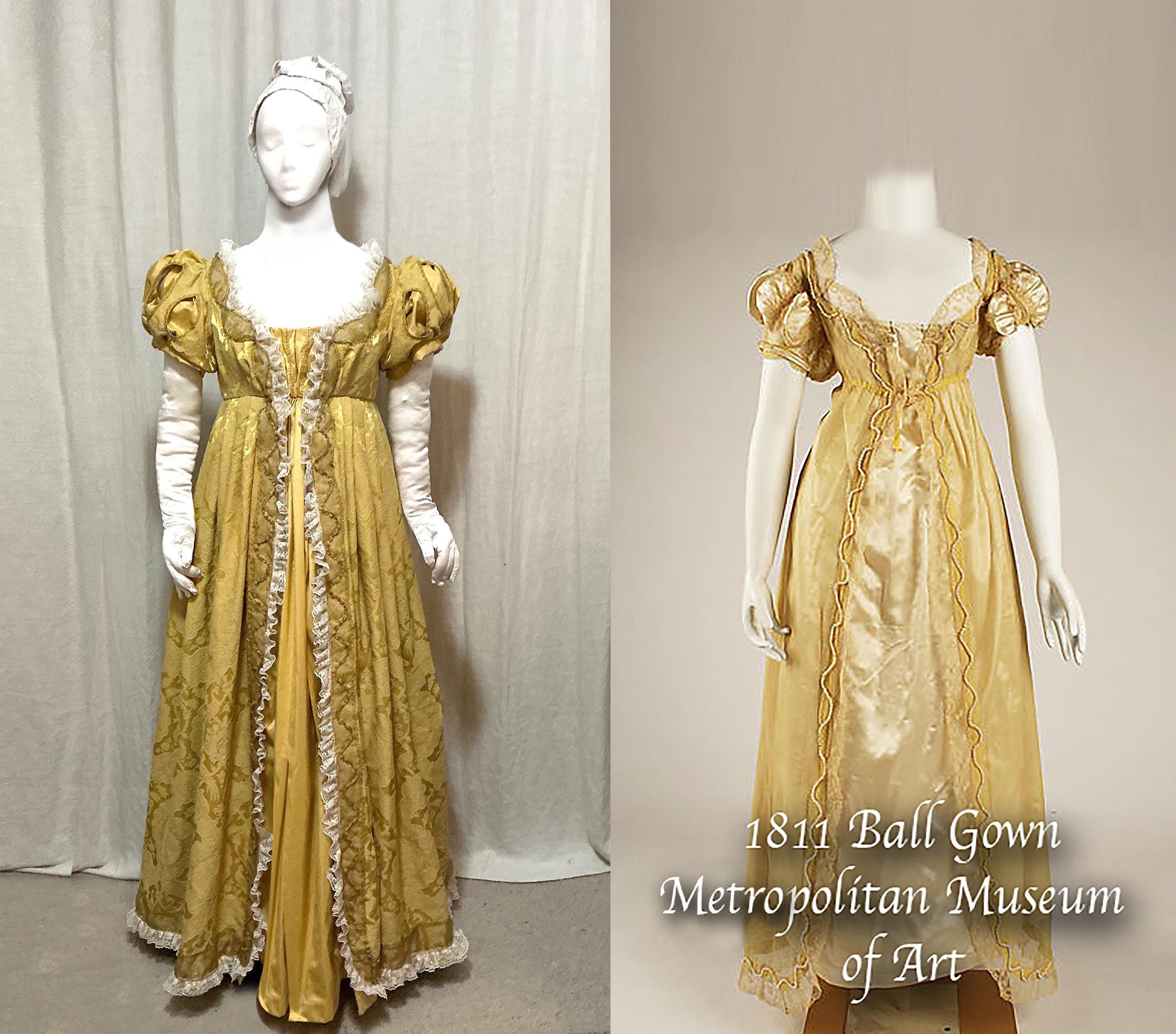 Regency Ball Gown - Bust 40  Yellow Brocade & Silk - Fashion Facsimiles  -#25-48 - Etsy