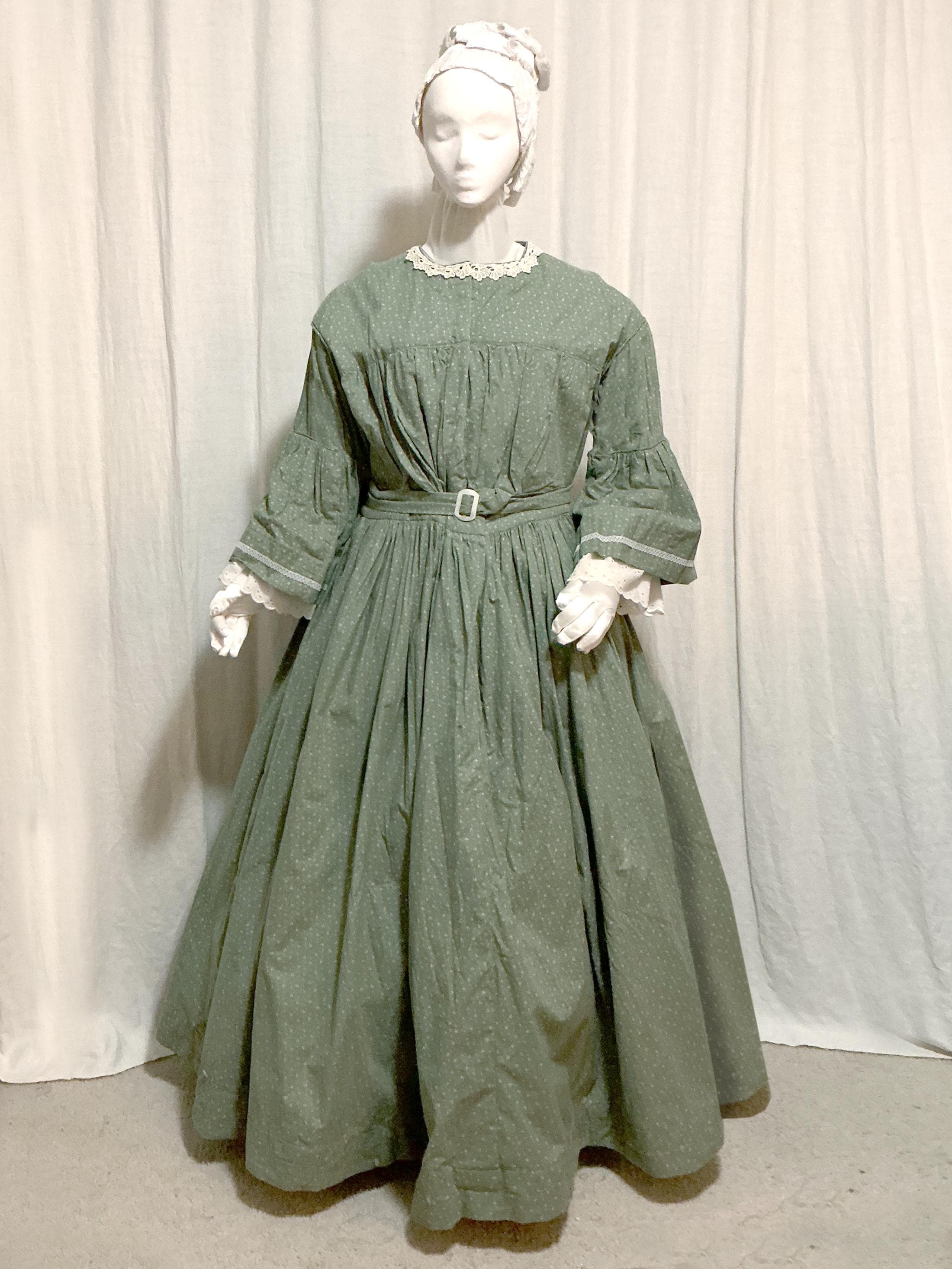 green civil war dress Victorian/Civil Day - bust 38-40 - Floral Calico Print Victorian Day Dress 1870s dress
