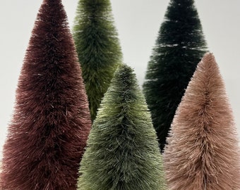 Festive Bottle Brush trees in Browns and Greens