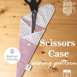Instruções de costura em PDF em português para estojo de tesoura .Estojo de tesoura para 3 tesouras, ideal para iniciantes, incluindo molde