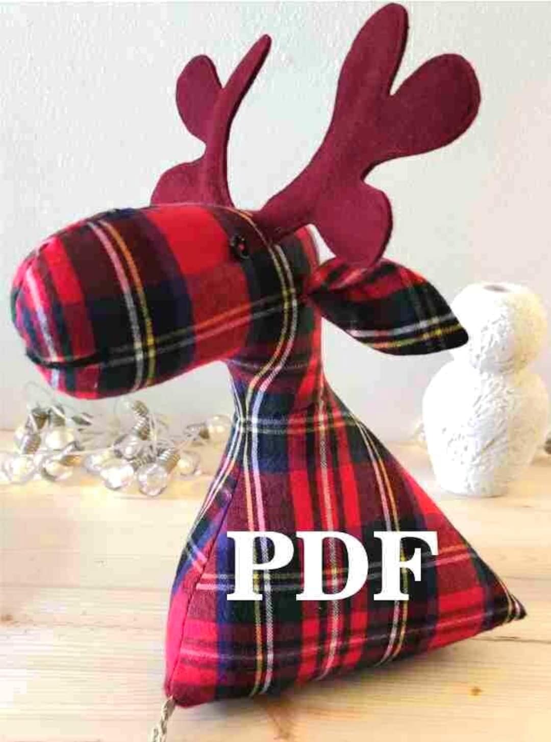 Reindeer Patterns Fabric Reindeer Sewing Patterns: Full Size Template (PDF) - Etsy