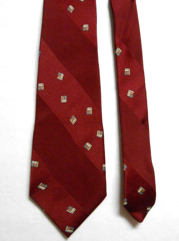 Vintage LANVIN Burgundy Silk Mens Necktie