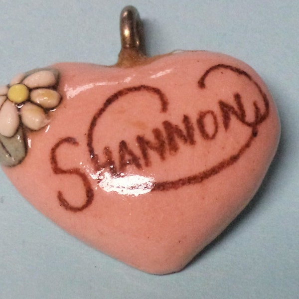 Shannon----Vintage Ceramic Heart Name Pendant for Necklace Jewlery Accessories Gift Ideas