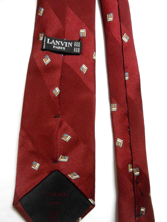 Vintage LANVIN Burgundy Silk Mens Necktie - image 4