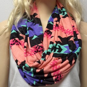 Southwestern Colorful   Infinity Scarf SUPER Soft Jersey Knit