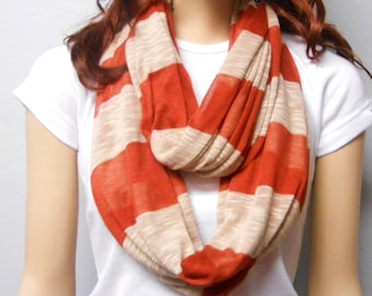 Rusty & Tan Stripes  Infinity Scarf Super Soft Swearter  Knit gift ideas