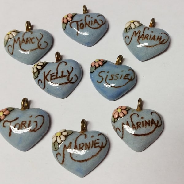 Pick One---------Kelly-----Sissie-----Tori----------Marina----Mariah-------Tonia-------Vintage Ceramic Heart Name Pendant